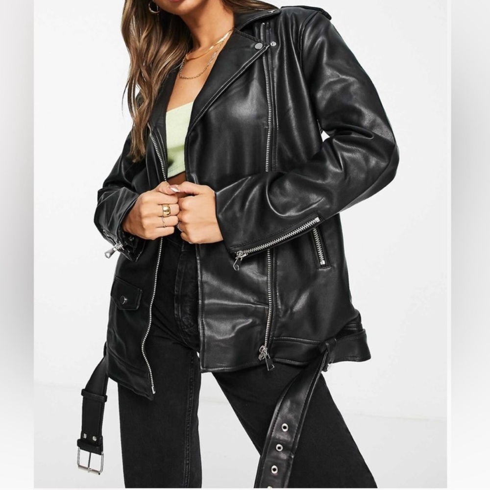 Stradivarius Oversized Faux Leather Jacket